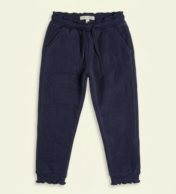 Dark Navy Frill Hem Trousers