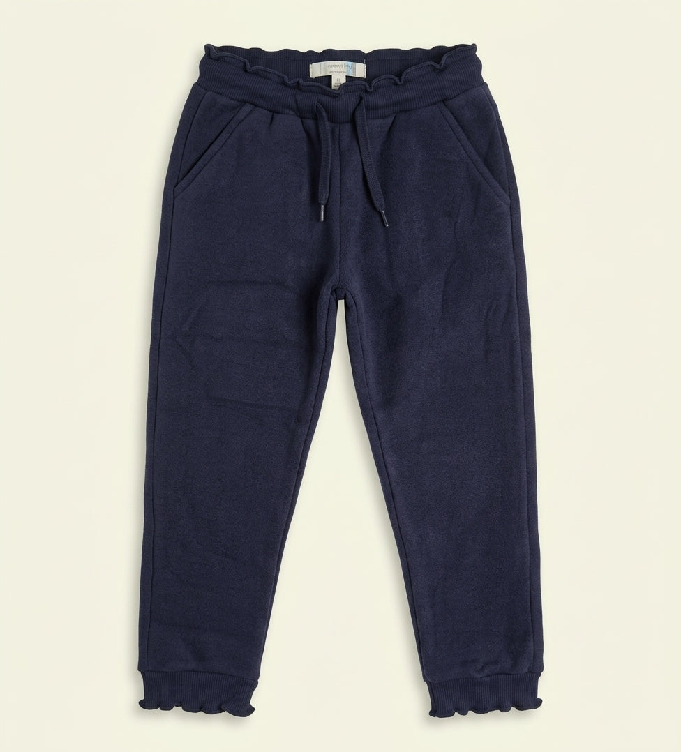 Dark Navy Frill Hem Trousers