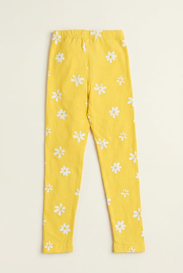 Flower Printed Tights (Yellow)