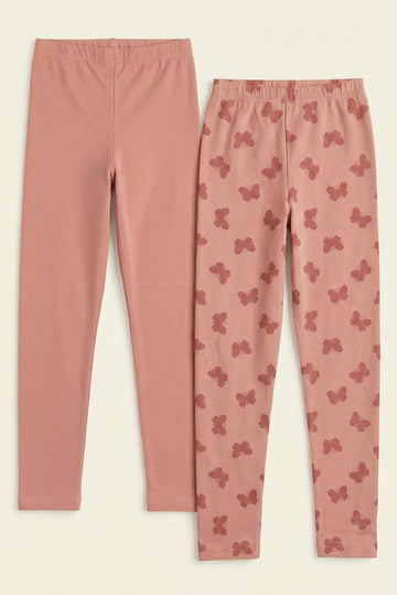 Butterfly print & plain Tights